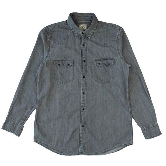 Lee Cooper Other - Lee Cooper Western Denim Shirt Grey Pearl Snap Workwear Cowboy Aesthetic Large